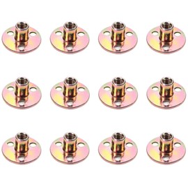 Tayffency 12Pcs 5/16"-18 Brad Hole Tee Nut Zinc Plated Carbon Steel 3-Hole Round Base Screw-in T-Nuts Furniture Hardware Flange Insert Female Thread for Wood Furniture