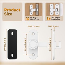 StickNGo Barn Door Locks, 90/180 Degree Right Angle Flip Gate Latch Fit for Bedroom, Garden, Cabinet - Sturdy and Secure Sliding Barn Door Lock (White-1 Pc)