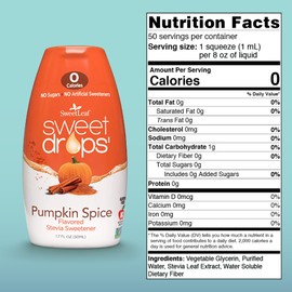 SweetLeaf Sweet Drops - Flavored Stevia Liquid Sweetener, Stevia Extract, Zero Calories, Gluten Free, Keto Friendly, Non GMO, Natural Flavor, Sugar Alternative - Pumpkin Spice, 1.7 Fl Oz (Pack of 2)
