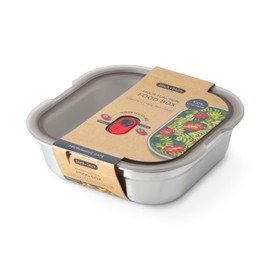 BLACK + BLUM Lunch Box - Meal Prep Containers Reusable for Picnic & Camping - Microwavable Stainless Steel Lunch Dinner Food Storage Box with Leak Proof Lid - Dishwasher Oven Safe - Large Square 37oz