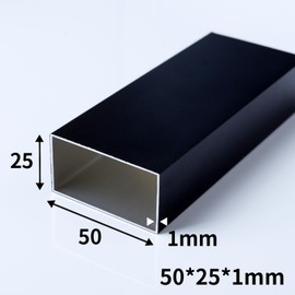 Kwweeoo 2Pcs Black Aluminum Rectangular Tubing 25mm x 50mm x 1000mm Long Wall Thickness 1mm, 2 Pack Aluminum Structural Rectangle Thin Tube 1 x 2 x 0.04 x 39.37" inch (Appr) Black Color