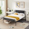 VECELO Queen Size Platform Bed Frame with Wooden Headboard,Sturdy Steel
