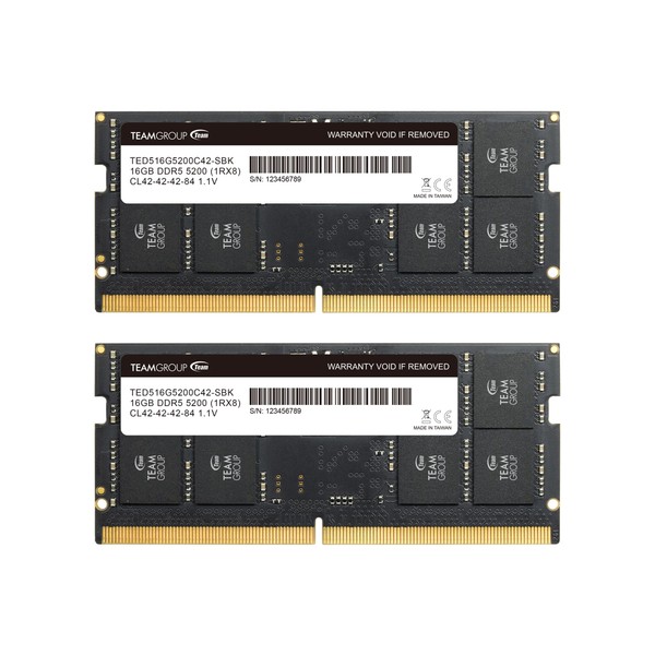TEAMGROUP Elite SODIMM DDR5 32GB (2x16GB) 5200MHz (PC5-41600) CL42 Non-ECC