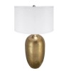 D18x31 Round Aluminum Gold Table Lamp with White Fabric Shade