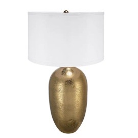 D18x31 Round Aluminum Gold Table Lamp with White Fabric Shade Assembly RequiredColor: as Pic Color