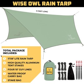 Wise Owl Outfitters Hammock Rain Fly – Waterproof Camping Tarp Cover with Tent Stakes & Carry Bag, Ultralight Shelter for Backpacking & Outdoor Shade