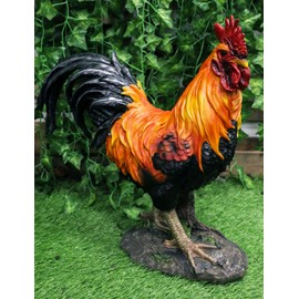 Country Farm Chicken Morning Crow Alpha Rooster Figurine Large Statue Home Decor