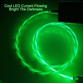 AYI USB Type C to USB A 2.0 Android Charger Cable Fast Charging High Data Speed Visible Green LED Current Flowing Compatible with All Type C Device-Green/39 Inche