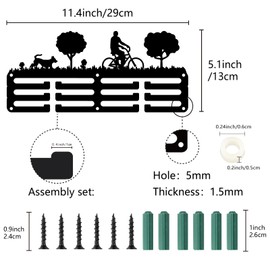 CREATCABIN Cycling medal holder, bicycle medal hanger, medal stand, for hanging awards, wall mounting, room decor, 3-line design, for 60+ medals for cyclists, 29 x 13 cm