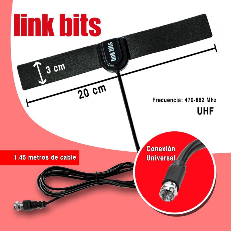 LINK BITS INHD01 Antena de TV Digital para Interior, Alta