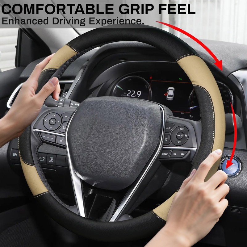 OHHMNKK Custom-Fit Steering Wheel Cover for Toyota Camry Corolla Highlander