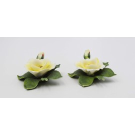 Cosmos Gifts Fine Porcelain White Wild Rose Flower Figurine 2 Pieces Set, 5-1/2 in