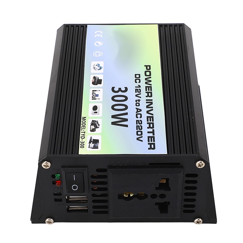 Power Inverter 300W 1 Universal Socket 2 USB Port Smart