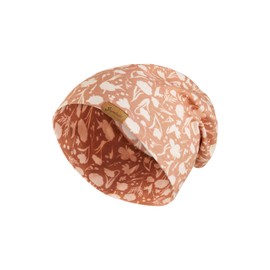 Sterntaler Floral Beanie - Fashionable Baby Hat Made of Flame Yarn Jersey with All-Over Print - Girls UV Protection 50+ Beanie Hat - Variable Wearable - Baby and Children Transition Hat, Light brown