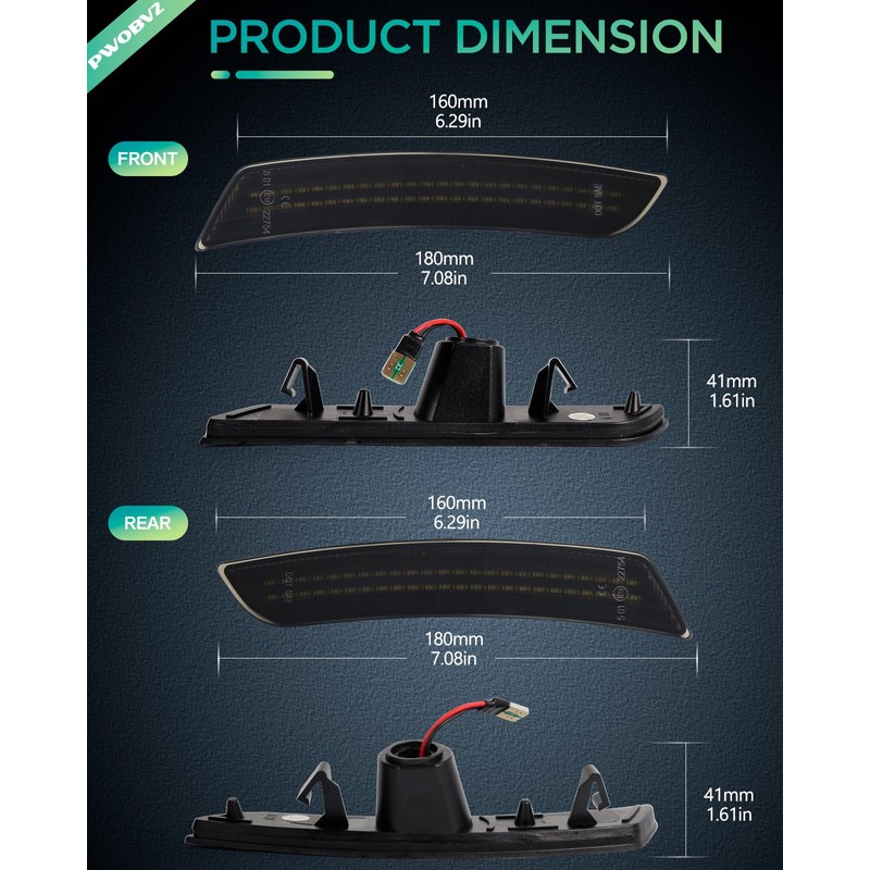 PWOBVZ Full LED Side Marker Lights for Chevy Camaro 2016