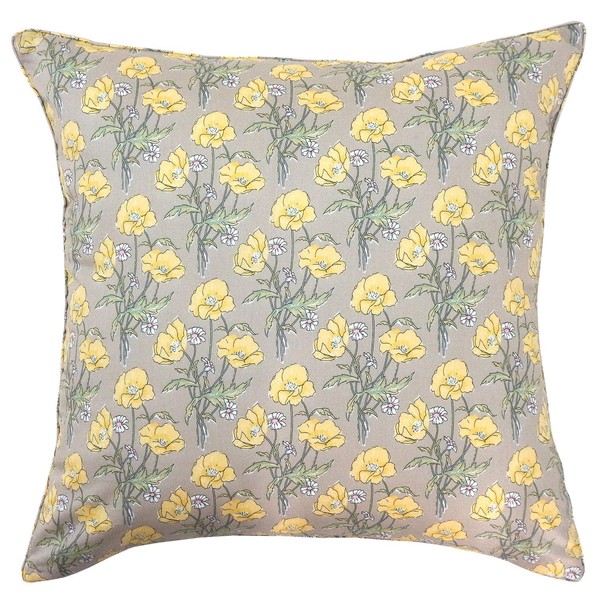 DDintex FLORET LONDON Poiret Yellow Cushion Cover 17.7 x 18.7 inches (45 x 45 cm) [With Liberty Print]