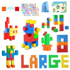 AMYCOOL Magnetic Puzzle, Magnetic Blocks, 48 Pieces, 1.2 inches (30 mm), 3D Puzzle, Building Blocks, Educational Toys, 3D Toys, Shapes, Math Cubes, Magnets, Brain Training, Early Education, STEM