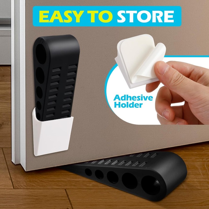 Rubber Door Stops Wedge with Holder,2Pcs Anti-Slip Rubber Door Stop