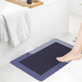 Wuyituart Thin Bath Rug 16"x24" Bathroom Mat Quick Dry Non Slip Bathroom Rug Rubber Mats, Blue