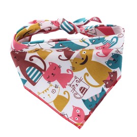 Colorful Cat Cotton Pet Bib, Soft and Washable Pet Scarf for Cats and Dogs