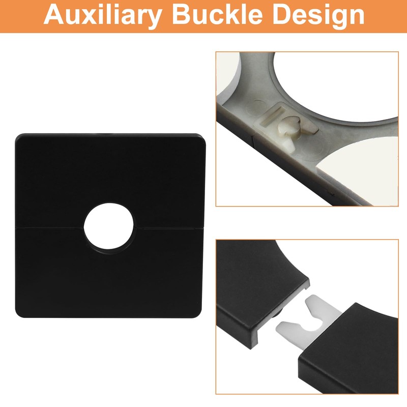 BokWin Square Wall Split Flange Cover, 0.87 Inch/22mm Dia, Black,