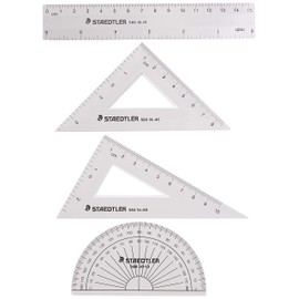 STAEDTLER math set, 4 piece portable wallet, essential for school and home use, 569 WP4,transparent