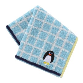 Branch Brother 000380-0006-03 Plaid Penguin Towel Handkerchief, Blue, Approx. 9.8 inches (25 cm)