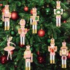 24 Pcs Nutcracker Christmas Wooden Ornaments Pink Wooden Baubles Pendant