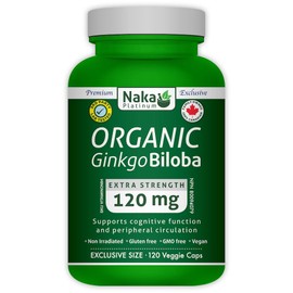 Ginkgo Biloba 120, Naka Platinum Organic Ginkgo Biloba 120 Veggie Capsules - 1 unit / 120 count.