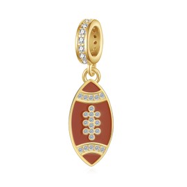 Football Charms for Bracelets 925 Sterling Silver Football Beads Sport Charm Jewelry for Women Football Gifts