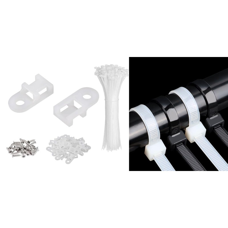60 Set Cable Zip Tie Mounts Kit Black 6" Zip