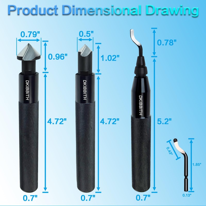 DKIBBITH 13-Piece Deburring Tool Set with 2 Countersinks & 11