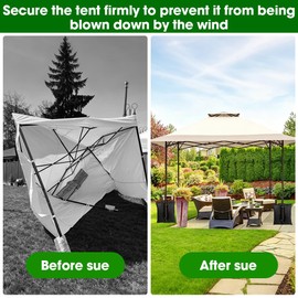 mizikuu Pack of 4 Gazebo Sandbags with Fastening, Durable Sandbag for Filling Weighted Weight Bag, Foot Bag for Pop-Up Canopy Tent, Patio Umbrella, Tent
