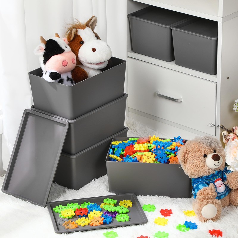 Menkxi 6 Pcs Storage Bins with Lids Small Plastic Storage