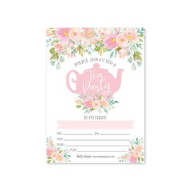 Hadley Designs 25 Tea Party Invitations for Girls – Elegant, Premium Quality Invitation Cards for Birthday Invites, Perfect for Tea Party Birthday Invitations & Special Events