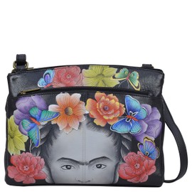 Anna by Anuschka Women's Hand-Painted Genuine Leather Crossbody Organizer - Fabulous Frida