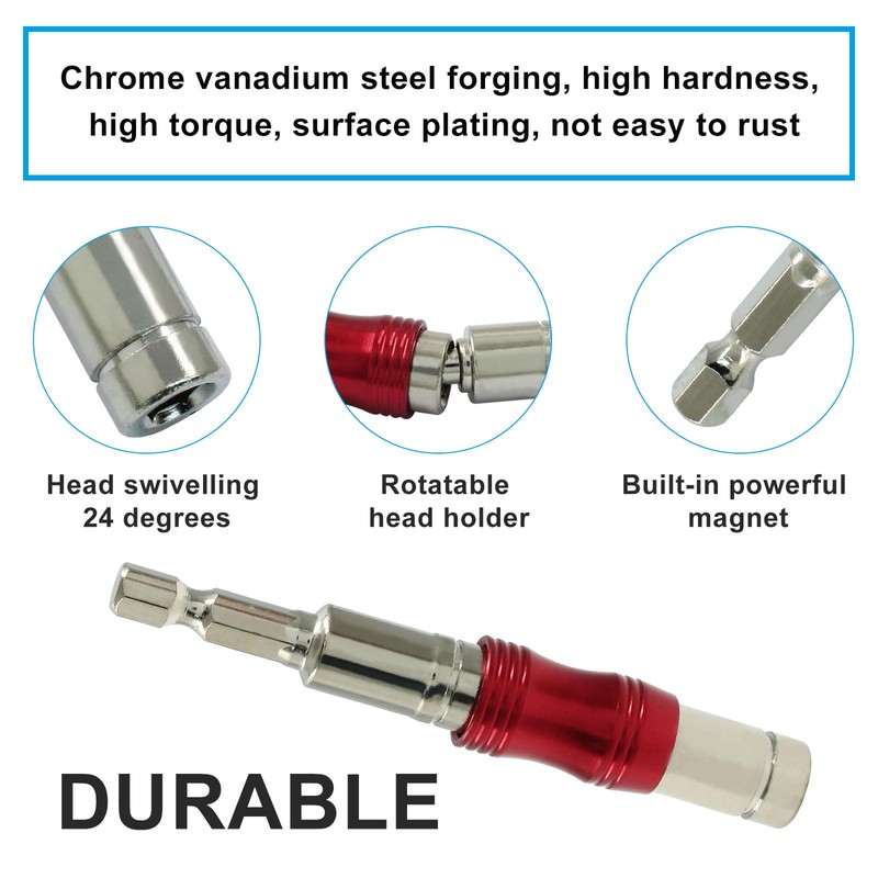 Cionyce Pivoting Bit Holder 1/4" Magnetic Pivot Drill Bit Holder,