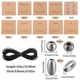 SUNNYCLUE Morse Code Bracelet Making Kit Morse Code Beads Morse Code Bracelets Large Quantities Barrel Round Spacer Beads Morse Code Display Card Waxed Cord Jewellery Making