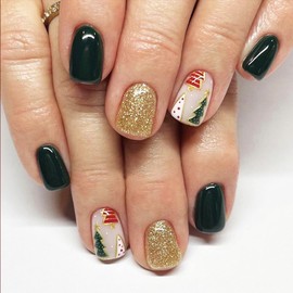 Christmas Tree Press on Nails Christmas Stars Short Square False Nails glossy Gold Glitter Line Fake Nails Gel Glue on Nails Christmas Tree Stick on Nail for New Years Gifts DIY 24 Pcs Merry Christmas