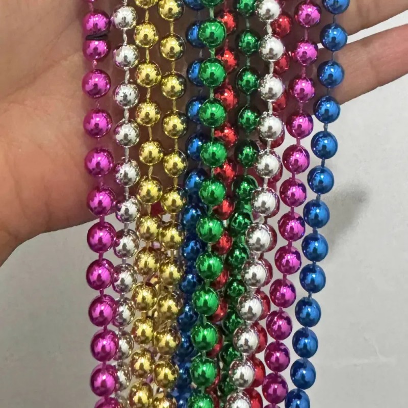 48 Collar Bolitas Mardi Gras Brilloso Batucada Fiesta Boda