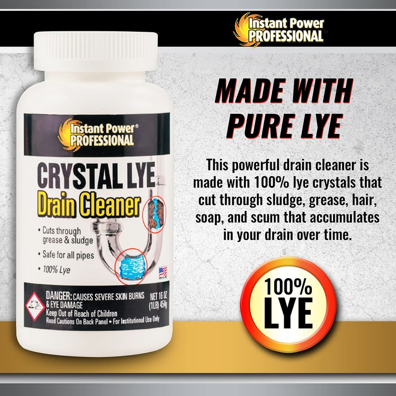 Instant Power Professional Crystal Lye Drain Cleaner, Drain Clog Remover