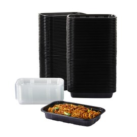 DealbyBox 400PCS Black Sushi Trays with Lids Plastic Sushi Containers Disposable Sushi Box (M)