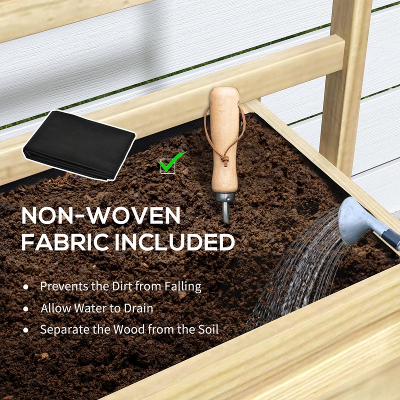 Outsunny Wooden Raised Garden Bed with Trellis, Elevated Planter Box