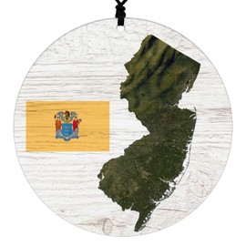 New Jersey Christmas Ornament - Rustic Style Featuring State Flag and Terrain Map - 2024 Acrylic Tree Decoration - Holiday Gift and Home Decor