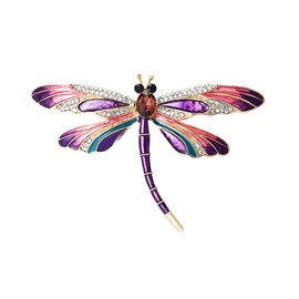 Soumimi Purple Dragonfly Brooch Pin Rhinestones Crystal Dragonfly Brooches Enamel Dragonfly Accessories Birthday Christmas Gift for Women