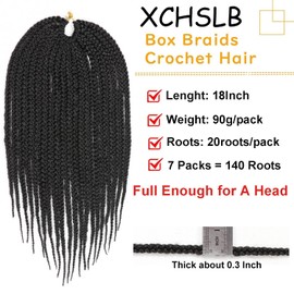 7 Packs Goddess Box Braids Crochet Hair 18 Inch Prelooped Crochet Box Braids Crochet Hair for Black Women Braiding Hair (18 Inch 7 Packs, #1B)