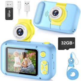ARNSSIEN Kids Camera, Toddler Kid Digital Camera with 180°Flip Lens & 2.4in IPS Screen, Birthday Festival Gifts Present Toy for 4 5 6 7 8 9 10 11 Year Old Girls/Boys, 32 GB Card Included, X101
