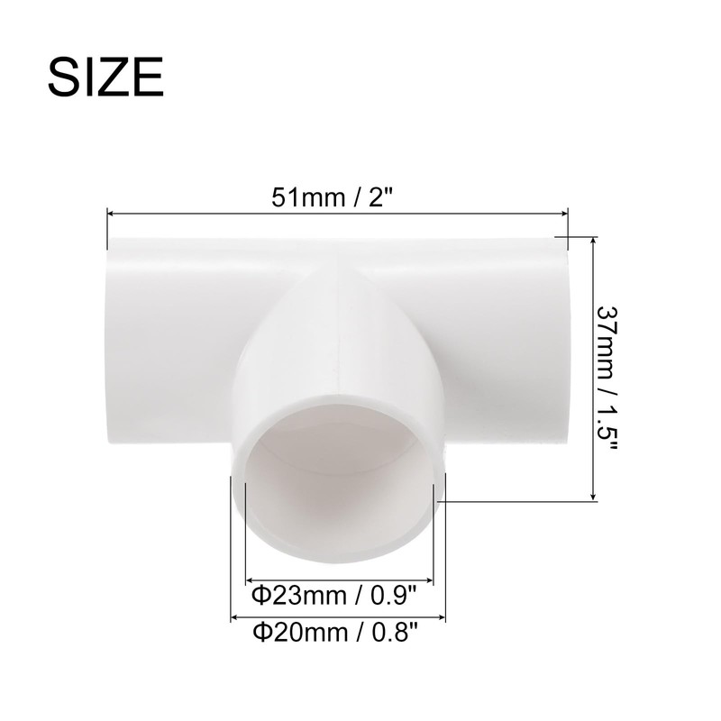 QUARKZMAN PVC Pipe Connector T-shaped Coupling Connection Pipe White 20mm