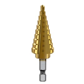 HRLORK Step Drill Bit 4mm-22mm Cone Drill Bits Hole Cutter Titanium Coated Hard Metal Spiral Step Drill Bits for Wood Drilling- 1 Pack