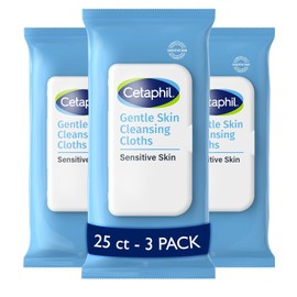 Cetaphil Face and Body Wipes, Gentle Skin Cleansing Cloths, 25 Count (Pack of 3), for Dry, Sensitive Skin, Flip Top Closure, Great for the Gym,...    